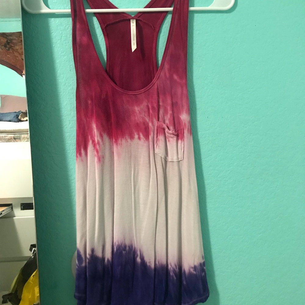 ombre pink white & purple casual tank top